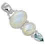 YoTreasure 1.65'' Rainbow Moonstone Blue Topaz 925 Sterling Silver Chain Pendant