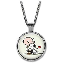 Charlie Brown and Snoopy - Book Art Charm Necklace - Puppy Love