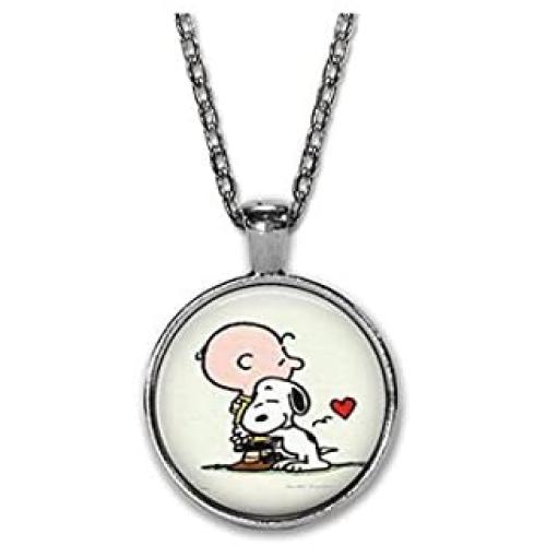 Charlie Brown and Snoopy - Book Art Charm Necklace - Puppy Love