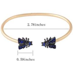 KUIYAI Vintage Bee Cuff Two Tone Color Bracelet Rhinestone Bee Bangle Insect Jewelry