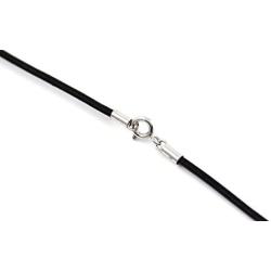 LynnAround Leather Necklace, Sterling Silver Clasp, 2mm 3mm Round Genuine Black Leather Cord Chain 16''-24'' Rope Necklace