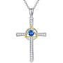 AOBOCO Sterling Silver Celtic Knot Cross Necklace Religious Irish Cross Pendant Necklace with Austria Cubic Zirconia Crystals Jewelry St. Patricks Day for Women Girls Unisex