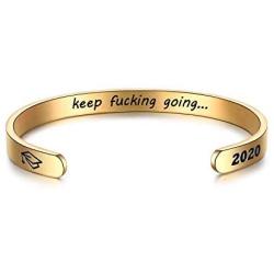 NEWNOVE Graduation Gifts for Her 2020-2021 Engraved Mantra Inspirational Cuff Bangle with 2021 Graduation Cap Graduation Friendship Gifts…