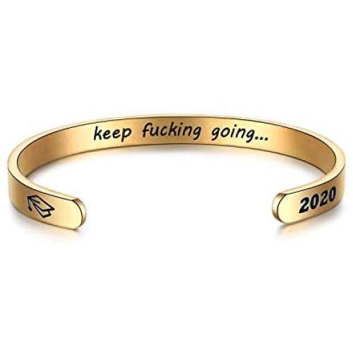 NEWNOVE Graduation Gifts for Her 2020-2021 Engraved Mantra Inspirational Cuff Bangle with 2021 Graduation Cap Graduation Friendship Gifts…