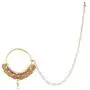 Aheli Wedding Party Pearl Nose Ring Nath with Pearl Chain Traditional Indian Jewelry for Women Aheli Wedding Party Pearl Nose Ring Nath with Pearl Chain Traditional Indian Jewelry for Women