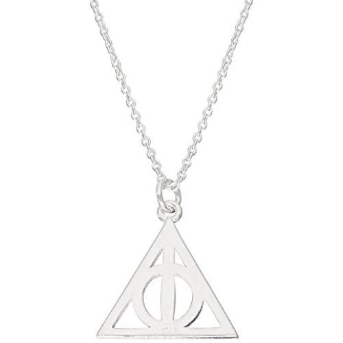 Harry Potter Jewelry for Women, Sterling Silver Deathly Hallows Pendant Necklace, 18'' Chain