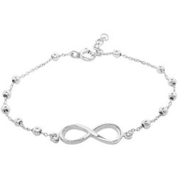 Honolulu Jewelry Company Sterling Silver Infinity Symbol with Cable and Bead Chain Bracelet