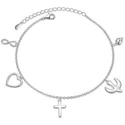 S925 Sterling Silver Jewelry Cross Adjustable Bracelet Link 7 to 9 inches