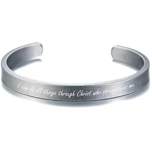 Stainless Steel Antique Retro Reminder Inspiration Message Quote Open Cuff Bangle Bracelets for Men Boy Stainless Steel Antique Retro Reminder Inspiration Message Quote Open Cuff Bangle Bracelets for Men Boy