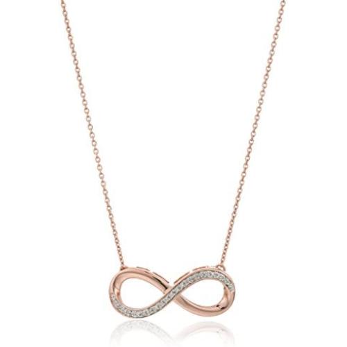 Jewelili Gold Plated Sterling Silver Diamond Accent Infinity Pendant Necklace, 18''