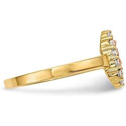 Savlano 18K Gold Plated White Yellow & Rose Three Color Lady of Guadalupe Virgin Mary with Round Cut Cubic Zirconia Womens Girls Religious Ring Comes Gift Box