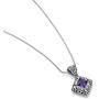 Sterling Silver Filigree Gemstone Square Pendant Necklace w/ 18'' Silver Chain