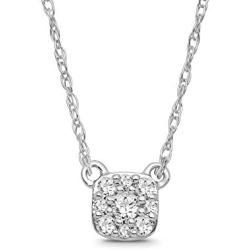 Sterling Silver Diamond Cluster Pendant Necklace (1/10 cttw, I-J Color, I2-I3 Clarity), 18''