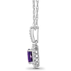 Sterling Silver Diamond and Oval Gemstone Halo Pendant Necklace (1/3 cttw, I-J Color, I2-I3 Clarity), 18''