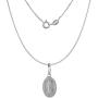 Very Tiny Sterling Silver Miraculous Medal Necklace Oval Virgin Mary Italy 1/2 inch, 0.8mm Chain