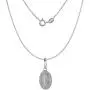 Very Tiny Sterling Silver Miraculous Medal Necklace Oval Virgin Mary Italy 1/2 inch, 0.8mm Chain
