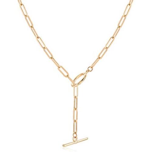 TIKCOOL Link Chain Necklaces for Women Chunky Oval Rectangle Paperclip Choker Necklace Adjustable Toggle Clasp Double Layered Collar Necklace for Girls