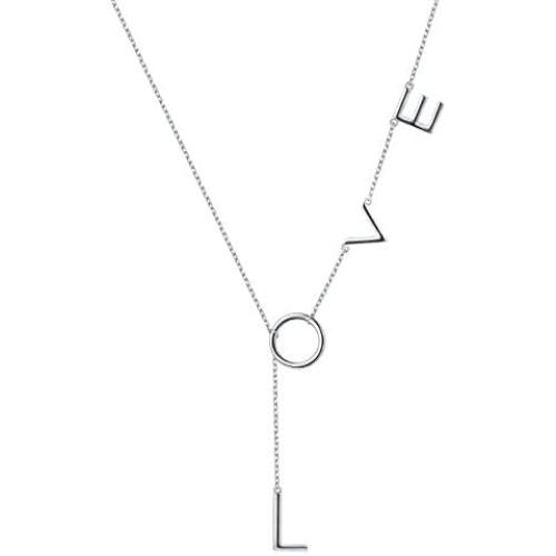 S925 Sterling Silver Jewelry Forever Love ''LOVE'' Pendant Necklace 18+2''