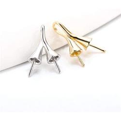 NY Jewelry Wishbone Design Pendants with Bead Cup Bail Pin for Pearl Jewelry Making(925 Sterling Silver/24K Gold Plated)