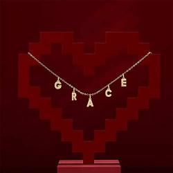 YSAHan Personalized Name Necklace Custom Initial Charm Pendant Nameplate Necklaces 18K Gold Plated Gift for Women Girls