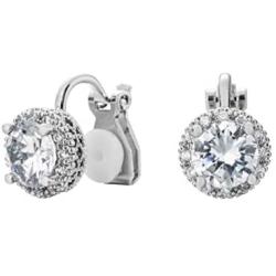 Bright Peach Cubic Zirconia Clip on Round Stud Earring Non Pierced Women/Girl Earring