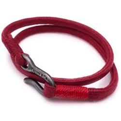 Mens Cord Double Wrap Bracelet - Red Handcrafted in USA