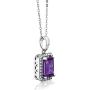 Gem Stone King 925 Sterling Silver Purple Amethyst Pendant Necklace For Women (2.61 Cttw, Gemstone Birthstone, Emerald Cut with 18 Inch Silver Chain)