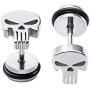 YC_jewelry Stainless Steel Punisher Skull Screw Earrings Studs Back Hip-Hop Stud Earring for Men Women.