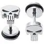 YC_jewelry Stainless Steel Punisher Skull Screw Earrings Studs Back Hip-Hop Stud Earring for Men Women.