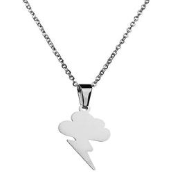 RZCXBS Thunder Necklace Hypoallergenic Surgical Stainless Steel Storm Cloud Lightning Pendant Necklace