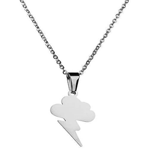 RZCXBS Thunder Necklace Hypoallergenic Surgical Stainless Steel Storm Cloud Lightning Pendant Necklace