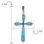 Spiritual Religious Pink Rhodochrosite Turquoise Gemstone Fleur De Lis Cross Pendant Necklace For Women Teen 925 Sterling Silver