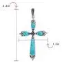 Spiritual Religious Pink Rhodochrosite Turquoise Gemstone Fleur De Lis Cross Pendant Necklace For Women Teen 925 Sterling Silver