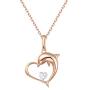 Mothers Day Gifts 18K 14K Solid Rose Gold White Gold Diamond Dolphin Heart Dainty Pendant Necklace Fine Jewelry Anniversary Birthday Gifts for Women Girls Mom Daughter Her with Jewelry Box, 16''+2''