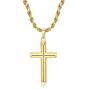 DTLA 14K Gold Plated Cross Pendant 3mm Rope Chain Necklace - Choose Chain Length