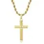 DTLA 14K Gold Plated Cross Pendant 3mm Rope Chain Necklace - Choose Chain Length DTLA 14K Gold Plated Cross Pendant 3mm Rope Chain Necklace - Choose Chain Length