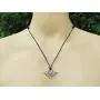 Tribal Jewelry Celt Celtic knot Bat Vampire Totem Silver Pewter Mens Pendant Necklace Choker Wealth Money Lucky Charm Protection Amulet Safe travel Talisman for men unisex w Black Adjustable Cord
