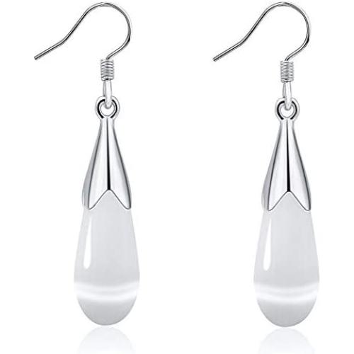 XYIYI Women Water Droplets Cat Eye Stone Dangle Earrings Teardrop Jewelry Earring for Ladies