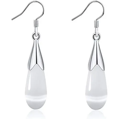 XYIYI Women Water Droplets Cat Eye Stone Dangle Earrings Teardrop Jewelry Earring for Ladies