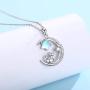 TRISHULA Moon and Sun Necklace for Women,Cat Moon S925 Sterling Silver Rainbow Moonstone Pendant Forever Love Sparkling Crescent Jewelry Gift for Women Girls,Teen