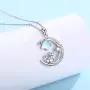 TRISHULA Moon and Sun Necklace for Women,Cat Moon S925 Sterling Silver Rainbow Moonstone Pendant Forever Love Sparkling Crescent Jewelry Gift for Women Girls,Teen