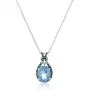 Jewelili Sterling Silver Blue Topaz Oval with Blue and White Diamond Knot Pendant Necklace, 18'' Rolo Chain Jewelili Sterling Silver Blue Topaz Oval with Blue and White Diamond Knot Pendant Necklace, 18'' Rolo Chain