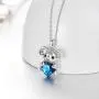 AOBOCO Cute Koala Necklace Sterling Silver Koala Bear Heart Pendant Necklace Embellished with Crystals from Austria, Fine Koala Jewelry Gifts for Women - Hold My Heart Series