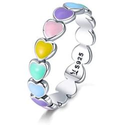 Lorrifal 925 Sterling Silver Fashion Classic Three-Colors Flower with CZ Ring Best Jewelry Gifts for Women Girls Size 6 to 8