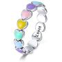 Lorrifal 925 Sterling Silver Fashion Classic Three-Colors Flower with CZ Ring Best Jewelry Gifts for Women Girls Size 6 to 8