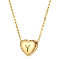 SANNYRA Dainty Initial Necklace 14K Gold White Gold Rose Gold Plated Letters A-Z 26 Alphabet Heart Pendant Necklace for Women，Valentines Day Gifts