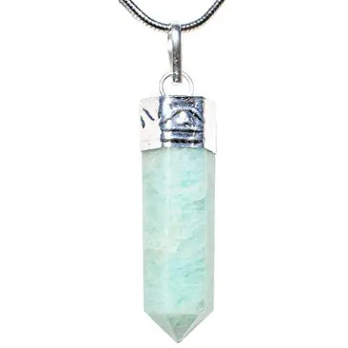 Zenergy Gems Charged Natural Himalayan Gemstone Crystal Perfect Pendant + 20'' Silver Chain + Selenite Charging Heart [Included]