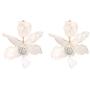 Bohemian Luxury Oversize Resin Big Flower Earrings For Women Stainless Steel Crystal Jewelry