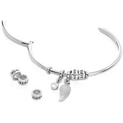 MyNameNecklace Personalized Custom Linda Open Bangle Bracelet with Beads in Sterling Silver 925 or Gold Plating - Custom Jewelry Gift for Her