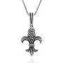 Mens Necklace 925 Sterling Silver Necklace with 24 inch Silver Chain Necklace Length, Jewelry Necklaces for Men, Fleur de Lis Theme Pendants Men Necklace